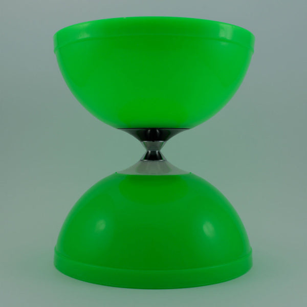 Green diabolo with fibreglass hand sticks and fine string - Balls for your mind